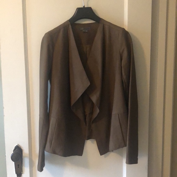 Vince taupe leather drape front jacket size xs - Picture 8 of 8